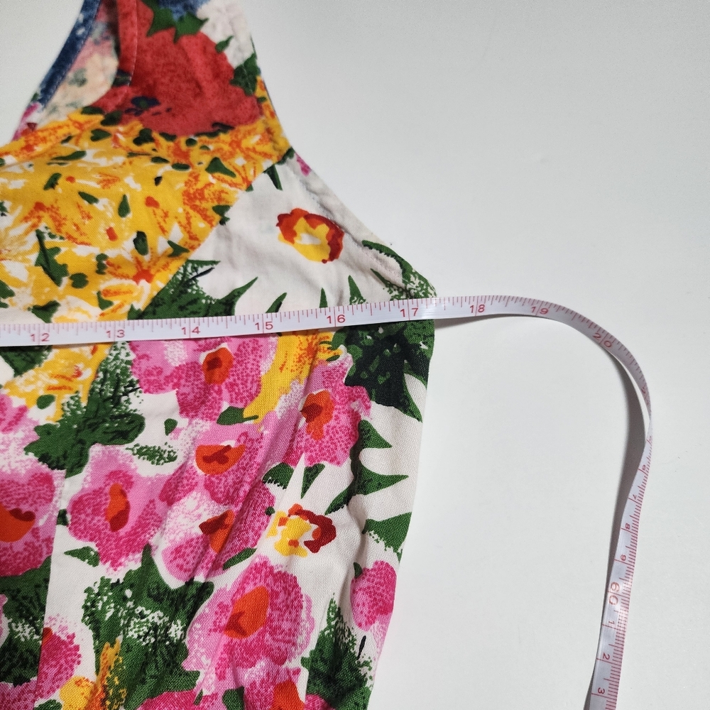 Vintage Robinsons milkmaid dress bright floral sleeveless dress size medium - Picture 13 of 16